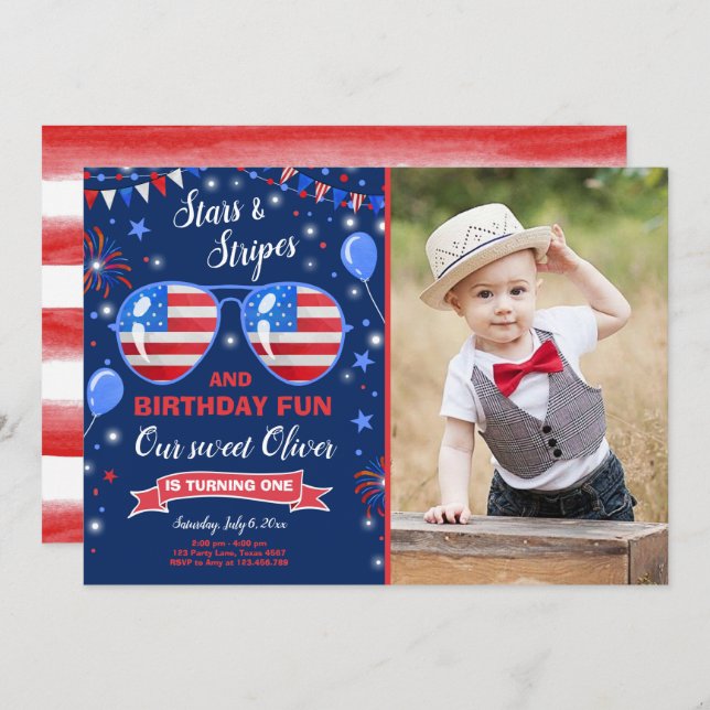 Convites Aniversário do 4º Aniversário das Estrelas e Strip (Frente/Verso)