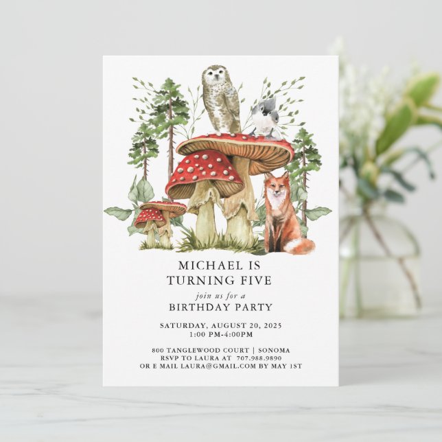Convites Aniversário do 5 da Floresta Encantada (Em pé/Frente)