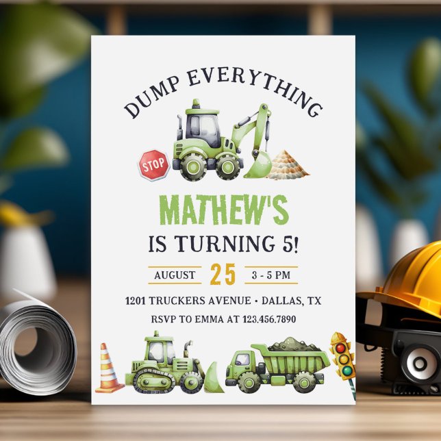 Convites Aniversário do 5 de Dump de Construção (Criador carregado)