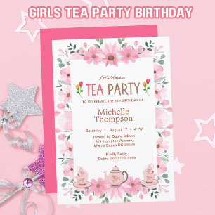 Convites Aniversário do 5 do Tea Party Girls