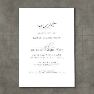 Convites Aniversário do 70 Botânico Elegante Simples