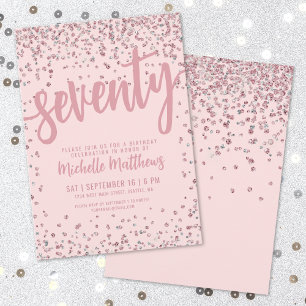 Convites Aniversário do 70 cor-de-rosa