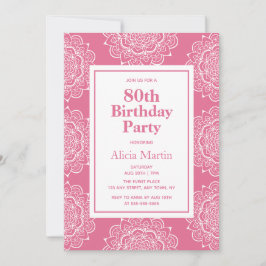 Convites Aniversário do 70 de Flor do Mandala Vermelho e Br