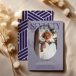 Convites Aniversário do 70 de Foto e Assinatura Moderno Ova