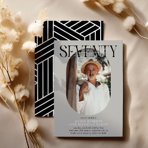 Convites Aniversário do 70 de Foto e Assinatura Moderno Ova