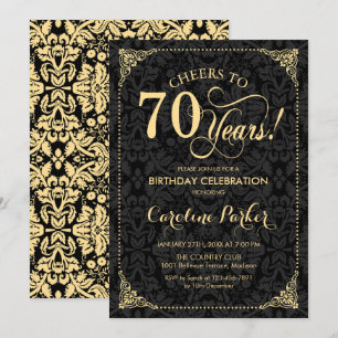 Convites Aniversário do 70 - Dourado Damasco