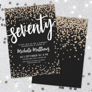 Convites Aniversário do 70 Dourado negro