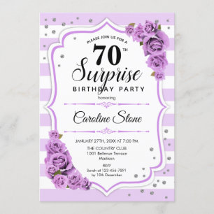 Convites Aniversário do 70 Surpresa - Branco roxo