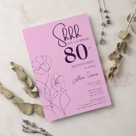 Convites Aniversário do 80 da Surpresa Rosa Floral