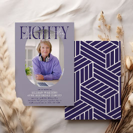 Convites Aniversário do 80 de Foto e Assinatura Moderno Ova