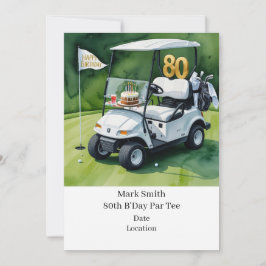 Convites Aniversário do 80 de Golfe com Carrinho de Golfe c