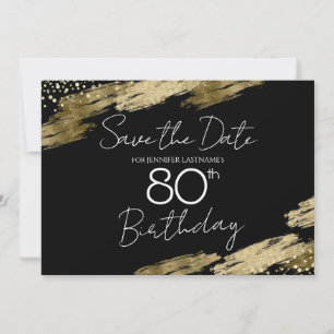 Convites Aniversário do 80 Dourado e Negro Salve a data