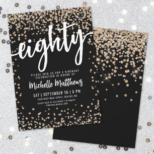Convites Aniversário do 80 Dourado negro