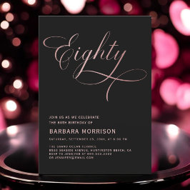 Convites Aniversário do 80 Dourado Rosa de Oitavo Preto do 