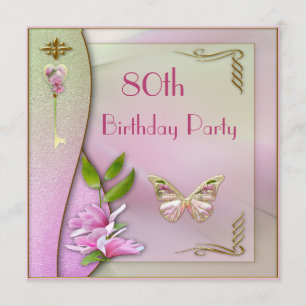 Convites Aniversário do 80 glamoroso da chave, da magnóli