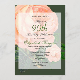 Convites Aniversário do 90 Birthday Rosa Pessoal Monograma