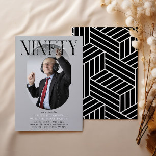 Convites Aniversário do 90 de Foto e Assinatura Moderno Ova