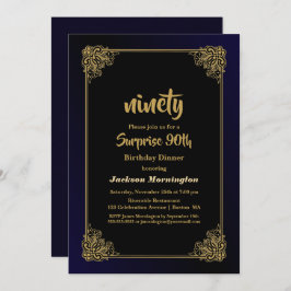 Convites Aniversário do 90 de Surpresa de Fronteira Dourada