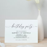 Convites Aniversário do Adulto Branco Simples e Minimalista<br><div class="desc">Convite de Aniversário para Adultos Brancos com Script Minimalista Simples</div>
