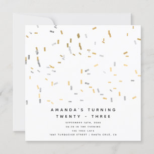 Convites Aniversário do Adulto Silver Moderno e Dourado Fau