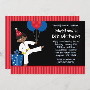 Convites Aniversário do African American Boy Balloons Taekw