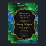 Convites Aniversário do Agatinho Azul e Verde<br><div class="desc">Este elegante e glamouroso convite de aniversário apresenta um fundo de mármore azul e verde agado com sotaques falsos dourados. O texto combina o script manuscrito e as fontes sans serif modernas para um aspecto elegante e sofisticado. As sequências e a textura em apuros criam a mistura perfeita de chic...</div>