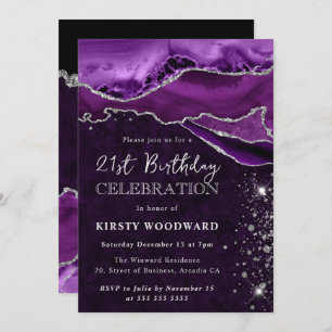 Convites Aniversário do Agitador de Lata Púrpura e Prateada