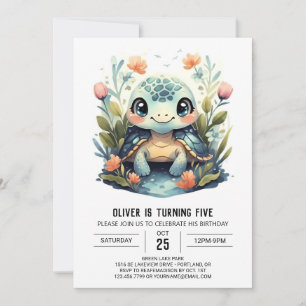Convites Aniversário do Aquatic Marine Happy Turtle Boy