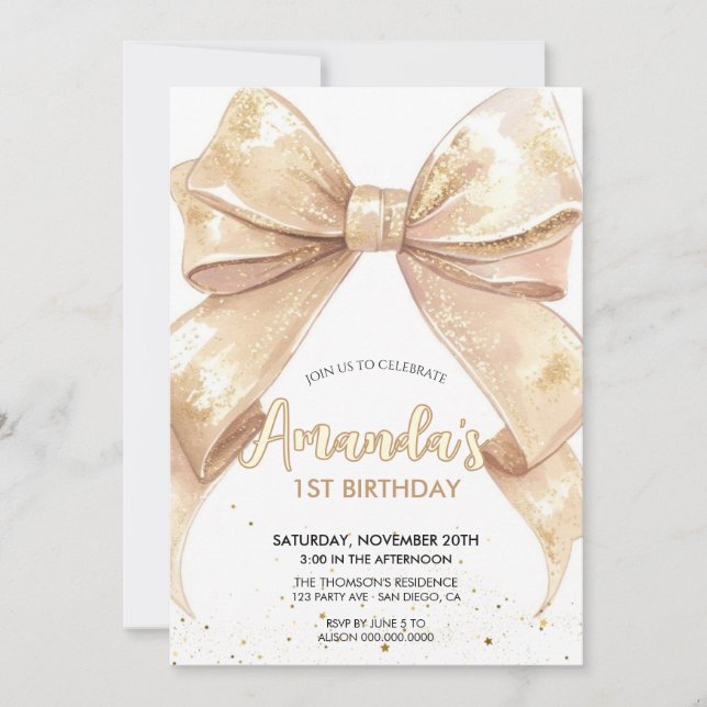 Convites Aniversário do arco da Glitter (Frente)