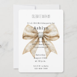 Convites Aniversário do Arco de Glam Silver Cream Chic