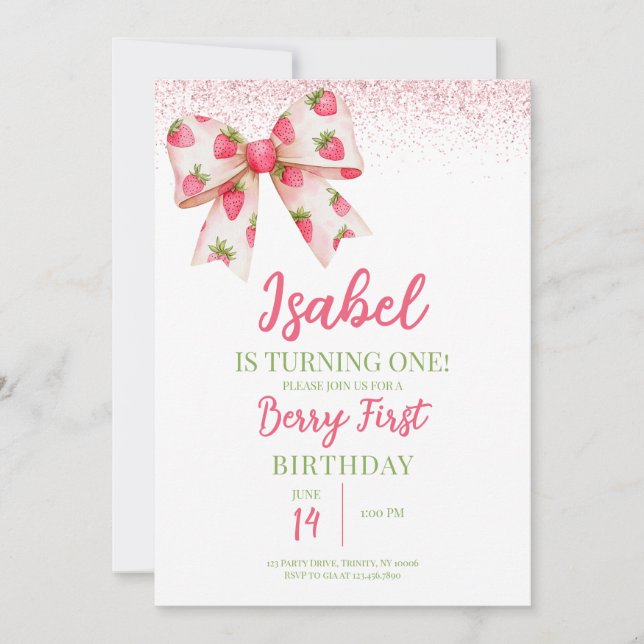 Convites Aniversário do Arco de Morango (Frente)