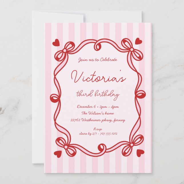 Convites Aniversário do Arco Desenhado à Mão Chic (Frente)