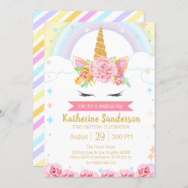 Convites Aniversário do Arco-Íris Mágico do Unicórnio Rosto