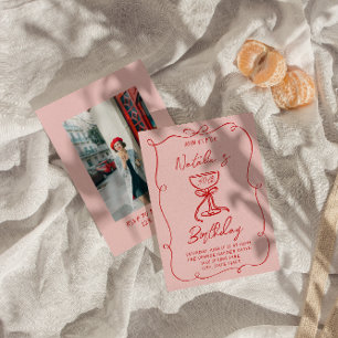 Convites Aniversário do Arco Vermelho Martini Foto Desenhad