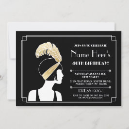 Convites Aniversário do Art Deco 1920 Convide Gatsby Girl D