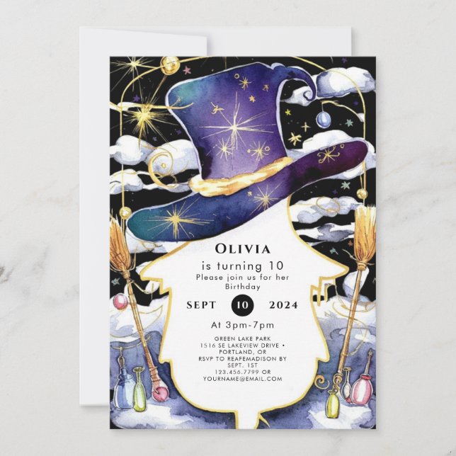 Convites Aniversário do Assistente de Diversão de Broom Mag (Frente)