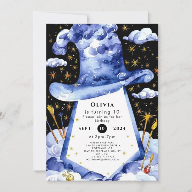 Convites Aniversário do Assistente Encantado Simples (Frente)