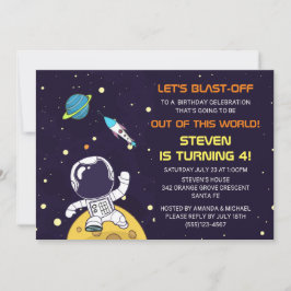 Convites Aniversário do Astronauta que Explora o Espaço Sid