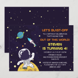 Convites Aniversário do Astronauta que Explora o Espaço Sid