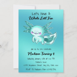 Convites Aniversário do Axolotl Azul-Cáudia Teal Axolotl