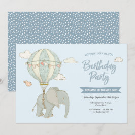 Convites Aniversário do Balão de Ar Quente de Elefante