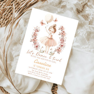 Convites Aniversário do Balé Dance & Twirl Ballerina
