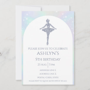 Convites Aniversário do Balé Silver Ballerina Personalizado