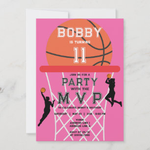 Convites Aniversário do Basquete Esporte Jumpman Pink Mulhe