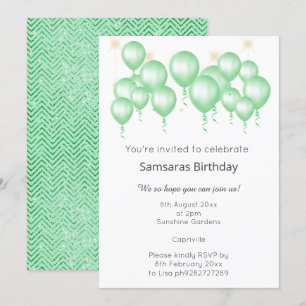 CONVITES ANIVERSÁRIO DO BILHÃO MODERNO SAGE VERDE CHEVRON