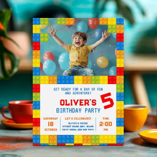 Convites Aniversário do Bloco de Construção de Crianças