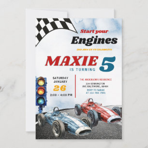 Convites Aniversário do Blue and Red Boy Race Sport Carros