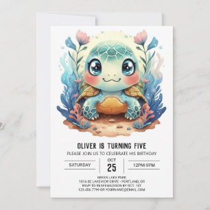 Convites Aniversário do Blue Custom Turtle Boy