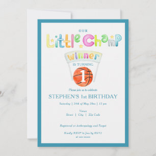 Convites Aniversário do Blue Little Champ Basball em Qualqu