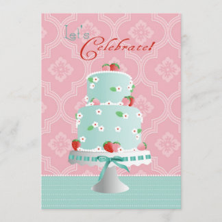 Convites Aniversário do Bolo de Morango